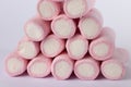 Horizontal Image of Pyramid-Formed Marshmallows on White Surface Royalty Free Stock Photo