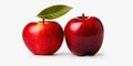 Horizontal image of red apple isolated in half on white background with clipping path, top view Royalty Free Stock Photo