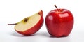 Horizontal image of red apple isolated in half on white background with clipping path, top view Royalty Free Stock Photo