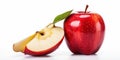 Horizontal image of red apple isolated in half on white background with clipping path, top view Royalty Free Stock Photo