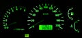 Horizontal isolated green car speedometer no fuel panel