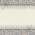 Horizontal lace frame with stylish flowers and leaves