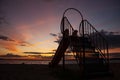 Empty slide on the kid`s playground Royalty Free Stock Photo