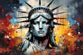 horizontal liberty statue painting, AI generated Royalty Free Stock Photo