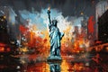 horizontal liberty statue painting concept, AI generated Royalty Free Stock Photo