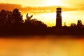 Horizontal lighthouse sunset landscape background Royalty Free Stock Photo