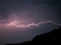 Horizontal lightning over a hill