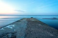 Horizontal line with clod blue color calm sea