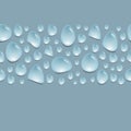 Horizontal line decoration with water drops, background with blue water spots, vector wallpaper Royalty Free Stock Photo