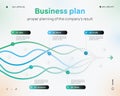 Horizontal linear scale with five steps, arrows. Five consecutive stages of developing a business plan.