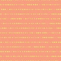 Horizontal lines dotted yellow on coral pattern. Seamless vector background. Simple coordinate. Abstract geometric lines doodle Royalty Free Stock Photo