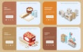 Horizontal Macaroni Pasta Production Isometric Banner Set Royalty Free Stock Photo