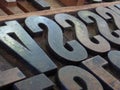 Horizontal Macro Close up view Large Metal Block Type Letters us