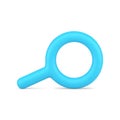 Horizontal magnifying glass blue glossy zoom for detailed exploration 3d icon realistic vector Royalty Free Stock Photo