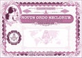 Horizontal Masonic document. A4 format. purple