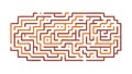 Horizontal Maze Puzzle with Orange Path, vector design Generative AI Royalty Free Stock Photo