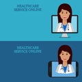 Horizontal medical banners, telemedicine 1-2