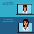 Horizontal medical banners, telemedicine 1-3