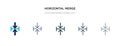 Horizontal merge icon in different style vector illustration. two colored and black horizontal merge vector icons designed in