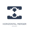 Horizontal merger icon. Trendy flat vector Horizontal merger icon on white background from Business collection Royalty Free Stock Photo