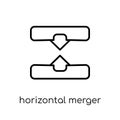Horizontal merger icon. Trendy modern flat linear vector Horizon Royalty Free Stock Photo
