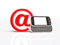 Horizontal mobile phone and email sign. isolated Royalty Free Stock Photo