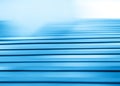 Horizontal motion blur blue stairs background