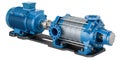 Horizontal multistage centrifugal pump. Electric water pump, 3D rendering