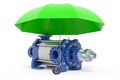 Horizontal multistage centrifugal pump under umbrella, 3D rendering