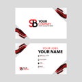 Horizontal name card with decorative accents on the edge and bonus SB logo in black and red.