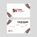 Horizontal name card with decorative accents on the edge and bonus SW logo in black and red.