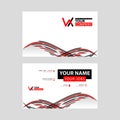 Horizontal name card with VX logo Letter and simple red black and triangular decoration on the edge.