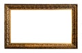 Horizontal old dark gold wide picture frame cutout Royalty Free Stock Photo