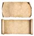 Vintage paper or parchment scrolls set isolated on white Royalty Free Stock Photo