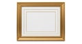 Ornate Gold Picture Frame with Double White Matting and Gold Inner Border on White Background photo frame Royalty Free Stock Photo