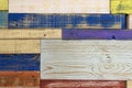 Horizontal painted multicolored wooden planks of wall in different colors. Surface texture, colorful background Royalty Free Stock Photo