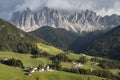 Horizontal panorama of Santa Maddalena in Val di Funes