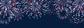 Horizontal panoramic banner with fireworks