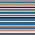 Horizontal pattern of alternating black white blue and orange stripes in a seamless layout with clean geometric alignment and bold Royalty Free Stock Photo
