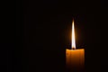 Horizontal photo of candle on black background with copyspace Royalty Free Stock Photo