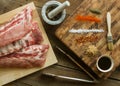 Raw Ribs with Baste, Herbs and Spices Royalty Free Stock Photo