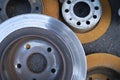 Brake Rotors that have been Discarded on the Ground Royalty Free Stock Photo