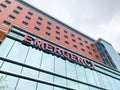 Emergency Room Sign on the side of a Hospital Royalty Free Stock Photo