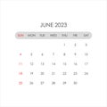 June 2023 calendar in minimalist style. Vector EPS10