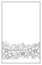 Horizontal plant border, flower garland with leaves, buds and twigs with berries. Beautiful original design with stylized elements