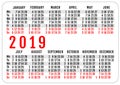 2019 horizontal pocket calendar grid template mockup