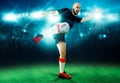 Horizontal portrait of soccer player shoots the ball in the game Royalty Free Stock Photo