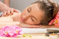 Horizontal portrait of a young woman closeup a massage
