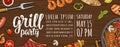 Horizontal poster with bbq. Grill party calligraphic handwriting lettering