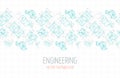 Horizontal poster, cover, banner, background of blue engineering drawings of parts. Vector